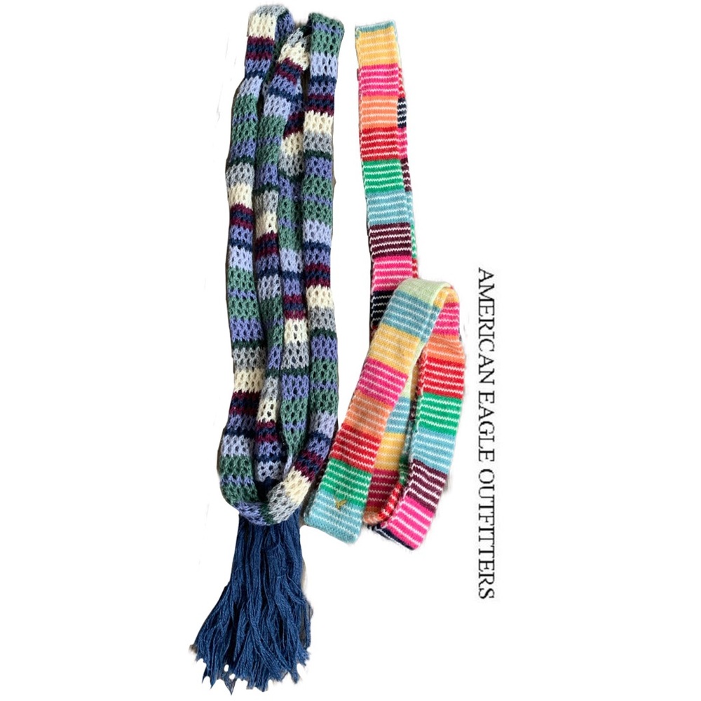 American Eagle Multi Color Striped Skinny Scarves